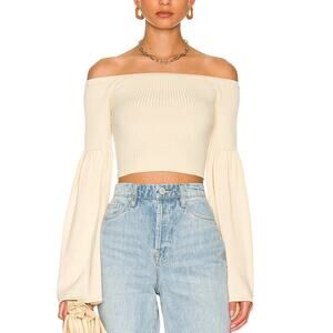 Lpa Ribbed Beige Nalle Off Shoulder Top Size XL